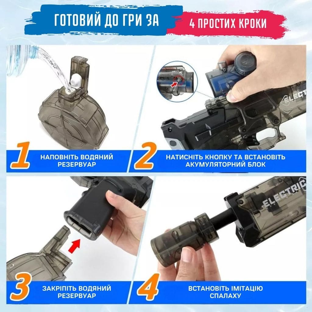 Електричний водний бластер для активних ігор